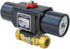 Gemini Valve - 3/4" Pipe, 1,000 psi WOG Rating Brass Pneumatic Spring Return with Solenoid Actuated Ball Valve - Reinforced PTFE Seal, Standard Port, TYLOK (Compression) End Connection - Top Tool & Supply