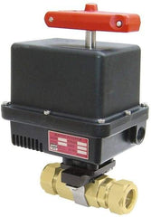 Gemini Valve - 1/4" Pipe, 1,000 psi WOG Rating Brass Electric Actuated Ball Valve - Reinforced PTFE Seal, Full Port, TYLOK (Compression) End Connection - Top Tool & Supply