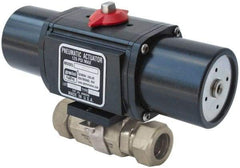 Gemini Valve - 3/8" Pipe, 1,000 psi WOG Rating Stainless Steel Pneumatic Spring Return with Solenoid Actuated Ball Valve - Reinforced PTFE Seal, Full Port - Top Tool & Supply