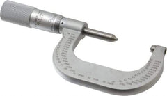 Starrett - 1 to 2" Range, Mechanical Screw Thread Micrometer - Plain Thimble, 0.001" Graduation, 0.004mm Accuracy - Top Tool & Supply