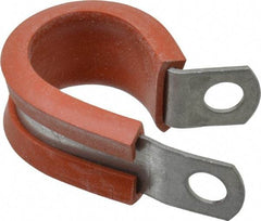 Made in USA - 3/4" Pipe, 3/4" Rod, Cushion Clamp - Gray & Red, Galvanized Steel & Silcone Cushion - Top Tool & Supply