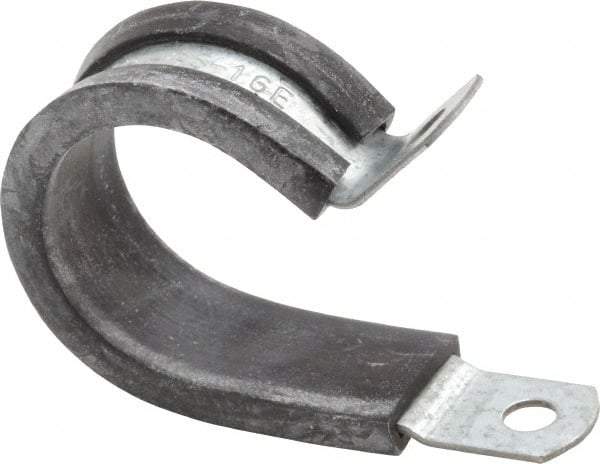 Made in USA - 1" Pipe, 1" Rod, Cushion Clamp - Gray & Black, Galvanized Steel & EPDM Cushion - Top Tool & Supply