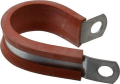 Made in USA - 1" Pipe, 1" Rod, Cushion Clamp - Gray & Red, Galvanized Steel & Silcone Cushion - Top Tool & Supply