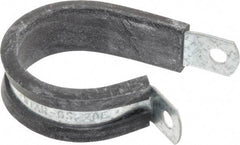 Made in USA - 1-1/4" Pipe, 1-1/4" Rod, Cushion Clamp - Gray & Black, Galvanized Steel & EPDM Cushion - Top Tool & Supply