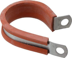 Made in USA - 1-1/4" Pipe, 1-1/4" Rod, Cushion Clamp - Gray & Red, Galvanized Steel & Silcone Cushion - Top Tool & Supply