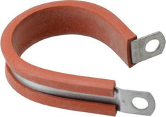 Made in USA - 1-1/2" Pipe, 1-1/2" Rod, Cushion Clamp - Gray & Red, Galvanized Steel & Silcone Cushion - Top Tool & Supply