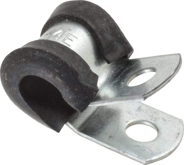 Made in USA - 1/4" Rod, Cushion Clamp - Gray & Black, Galvanized Steel & EPDM Cushion - Top Tool & Supply