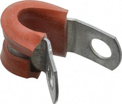 Made in USA - 1/4" Pipe, 1/4" Rod, Cushion Clamp - Gray & Red, Galvanized Steel & Silcone Cushion - Top Tool & Supply