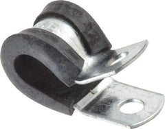 Made in USA - 3/8" Pipe, 3/8" Rod, Cushion Clamp - Gray & Black, Galvanized Steel & EPDM Cushion - Top Tool & Supply