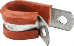 Made in USA - 1/2" Pipe, 1/2" Rod, Cushion Clamp - Gray & Red, Galvanized Steel & Silcone Cushion - Top Tool & Supply