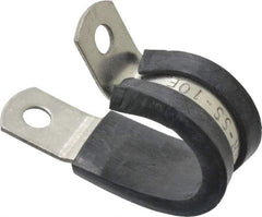 Made in USA - 5/8" Pipe, 5/8" Rod, Cushion Clamp - Gray & Black, Grade 304 Stainless Steel & EPDM Cushion - Top Tool & Supply