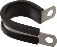 Made in USA - 7/8" Pipe, 7/8" Rod, Cushion Clamp - Gray & Black, Grade 304 Stainless Steel & EPDM Cushion - Top Tool & Supply