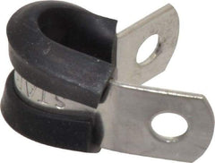 Made in USA - 1/4" Pipe, 1/4" Rod, Cushion Clamp - Gray & Black, Grade 304 Stainless Steel & EPDM Cushion - Top Tool & Supply