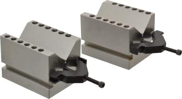 SPI - 2-1/4" Max Capacity, 90° Angle, Hardened Steel V-Block - 4" Long x 3" Wide x 3" High, Sold as Matched Pair - Top Tool & Supply