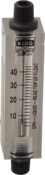 King - 1/4" FNPT Port Block Style, Inline Flowmeter - 100 Max psi, 44 GPH, Acrylic - Top Tool & Supply