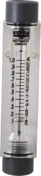 King - 1/2" FNPT Port Block Style, Inline Flowmeter - 100 Max psi, 1 GPM, Acrylic - Top Tool & Supply