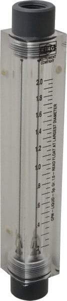 King - 1/2" FNPT Port Block Style, Inline Flowmeter - 100 Max psi, 2 GPM, Acrylic - Top Tool & Supply