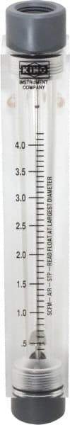 King - 1/2" FNPT Port Block Style, Inline Flowmeter - 125 Max psi, 4.2 SCFM, Acrylic - Top Tool & Supply