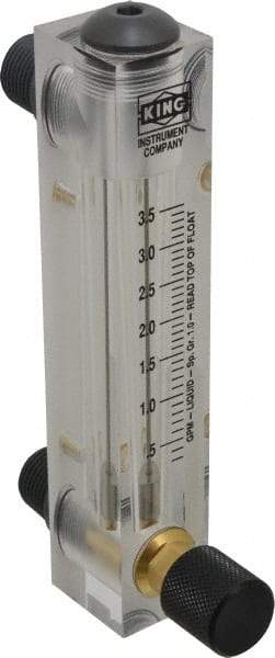 King - 1/2" M Port Block Style Panel Mount Flowmeter - 100 Max psi, 3.5 GPM, Acrylic - Top Tool & Supply