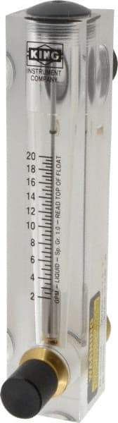 King - 1" M Port Block Style Panel Mount Flowmeter - 100 Max psi, 20 GPM, Acrylic - Top Tool & Supply