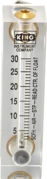 King - 1/4" FNPT Port Block Style, Panel Mount Flowmeter - 125 Max psi, 30 SCFH, Acrylic - Top Tool & Supply