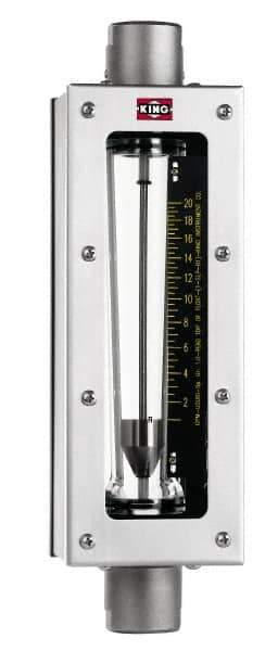 King - 2" FNPT Port Glass Tube/Stainless Case Flowmeter - 125 Max psi, 116 GPM, 304 Stainless Steel - Top Tool & Supply