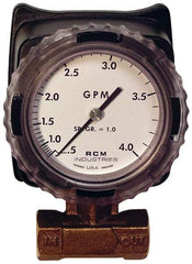 Made in USA - 1/2" NPT Port RCM Industries Flo-Gage Flowmeter - 180 Max psi, 0.5 to 4 GPM, Bronze - Top Tool & Supply