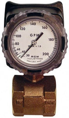 Made in USA - 2" NPT Port RCM Industries Flo-Gage Flowmeter - 180 Max psi, 30 to 200 GPM, Bronze - Top Tool & Supply