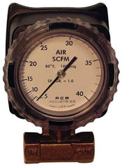 Made in USA - 1/2" NPT Port RCM Industries Flo-Gage Flowmeter - 180 Max psi, Bronze - Top Tool & Supply