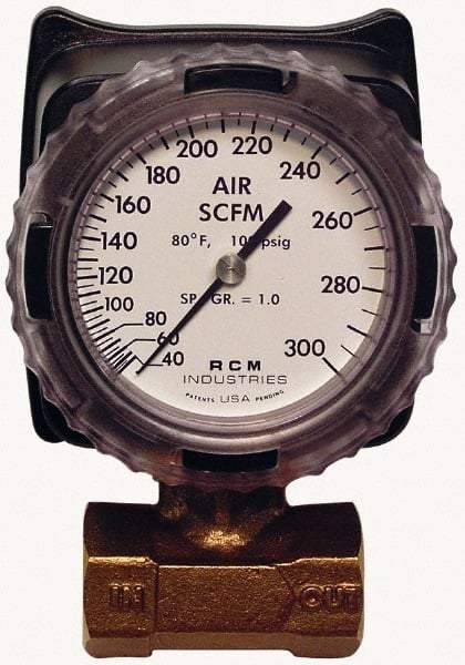 Made in USA - 1" NPT Port RCM Industries Flo-Gage Flowmeter - 180 Max psi, Bronze - Top Tool & Supply