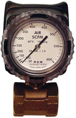 Made in USA - 1-1/2" NPT Port RCM Industries Flo-Gage Flowmeter - 180 Max psi, Bronze - Top Tool & Supply