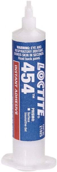 Loctite - 0.35 oz Syringe Clear Instant Adhesive - Series 454, 15 sec Working Time, 24 hr Full Cure Time, Bonds to Plastic & Rubber - Top Tool & Supply