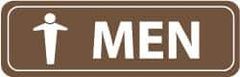 NMC - Men, 11" Wide x 3.5" High, Acrylic Sign - English, White on Brown, Wall Mount - Top Tool & Supply