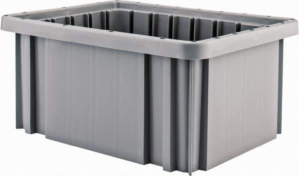 Quantum Storage - 50 Lb Load Capacity Gray Polypropylene Dividable Container - Stacking, 10.9" Long x 8.3" Wide x 5" High - Top Tool & Supply