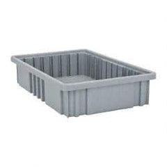 Quantum Storage - 75 Lb Load Capacity Gray Polypropylene Dividable Container - Stacking, 16-1/2" Long x 10.9" Wide x 3-1/2" High - Top Tool & Supply