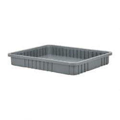 Quantum Storage - 100 Lb Load Capacity Gray Polypropylene Dividable Container - Stacking, 22-1/2" Long x 17-1/2" Wide x 3" High - Top Tool & Supply