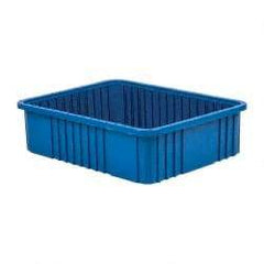 Quantum Storage - 100 Lb Load Capacity Blue Polypropylene Dividable Container - Stacking, 22-1/2" Long x 17-1/2" Wide x 6" High - Top Tool & Supply