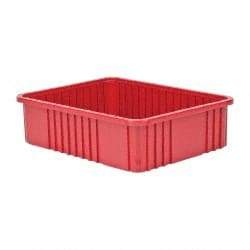 Quantum Storage - 100 Lb Load Capacity Red Polypropylene Dividable Container - Stacking, 22-1/2" Long x 17-1/2" Wide x 6" High - Top Tool & Supply