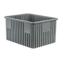 Quantum Storage - 100 Lb Load Capacity Gray Polypropylene Dividable Container - Stacking, 22-1/2" Long x 17-1/2" Wide x 12" High - Top Tool & Supply