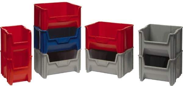 Quantum Storage - 75 Lb. Load Capacity, 17-1/2" Deep, Red Polyethylene Hopper Stacking Bin - 12-1/2" High x 16-1/2" Wide x 17-1/2" Long - Top Tool & Supply