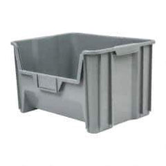 Quantum Storage - 75 Lb. Load Capacity, 15-1/4" Deep, Gray Polyethylene Hopper Stacking Bin - 12-7/16" High x 19-7/8" Wide x 15-1/4" Long - Top Tool & Supply