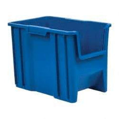 Quantum Storage - 75 Lb. Load Capacity, 17-1/2" Deep, Blue Polyethylene Hopper Stacking Bin - 12-1/2" High x 10-7/8" Wide x 17-1/2" Long - Top Tool & Supply