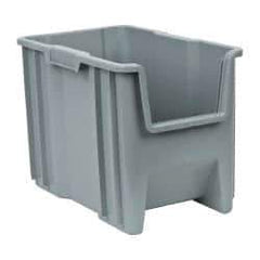 Quantum Storage - 75 Lb. Load Capacity, 17-1/2" Deep, Gray Polyethylene Hopper Stacking Bin - 12-1/2" High x 10-7/8" Wide x 17-1/2" Long - Top Tool & Supply