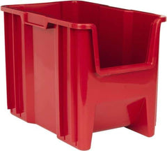 Quantum Storage - 75 Lb. Load Capacity, 17-1/2" Deep, Red Polyethylene Hopper Stacking Bin - 12-1/2" High x 10-7/8" Wide x 17-1/2" Long - Top Tool & Supply