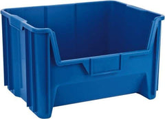 Quantum Storage - 75 Lb. Load Capacity, 15-1/4" Deep, Blue Polyethylene Hopper Stacking Bin - 12-7/16" High x 19-7/8" Wide x 15-1/4" Long - Top Tool & Supply