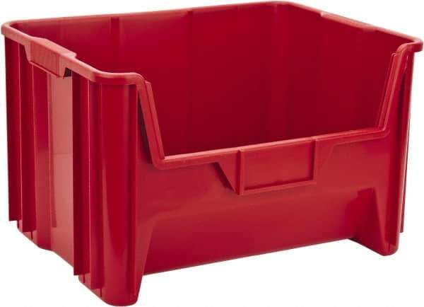 Quantum Storage - 75 Lb. Load Capacity, 15-1/4" Deep, Red Polyethylene Hopper Stacking Bin - 12-7/16" High x 19-7/8" Wide x 15-1/4" Long - Top Tool & Supply