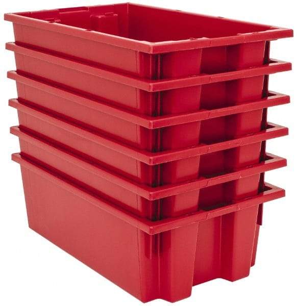 Quantum Storage - 75 Lb Load Capacity Red Polyethylene Tote Container - Stacking, Nesting, 18" Long x 11" Wide x 6" High - Top Tool & Supply