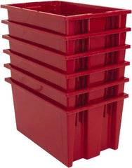 Quantum Storage - 75 Lb Load Capacity Red Polyethylene Tote Container - Stacking, Nesting, 18" Long x 11" Wide x 9" High - Top Tool & Supply