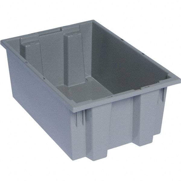 Quantum Storage - 75 Lb Load Capacity Gray Polyethylene Tote Container - Stacking, Nesting, 19-1/2" Long x 13-1/2" Wide x 8" High - Top Tool & Supply