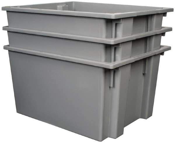 Quantum Storage - 100 Lb Load Capacity Gray Polyethylene Tote Container - Stacking, Nesting, 23-1/2" Long x 19-1/2" Wide x 13" High - Top Tool & Supply